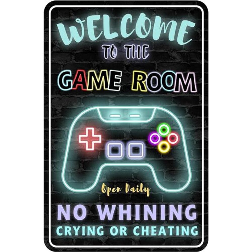 Gaming Room Metal Sign Gamer Wall Decor For Boys Game Room Bedroom Gamers - Picture 1 of 7